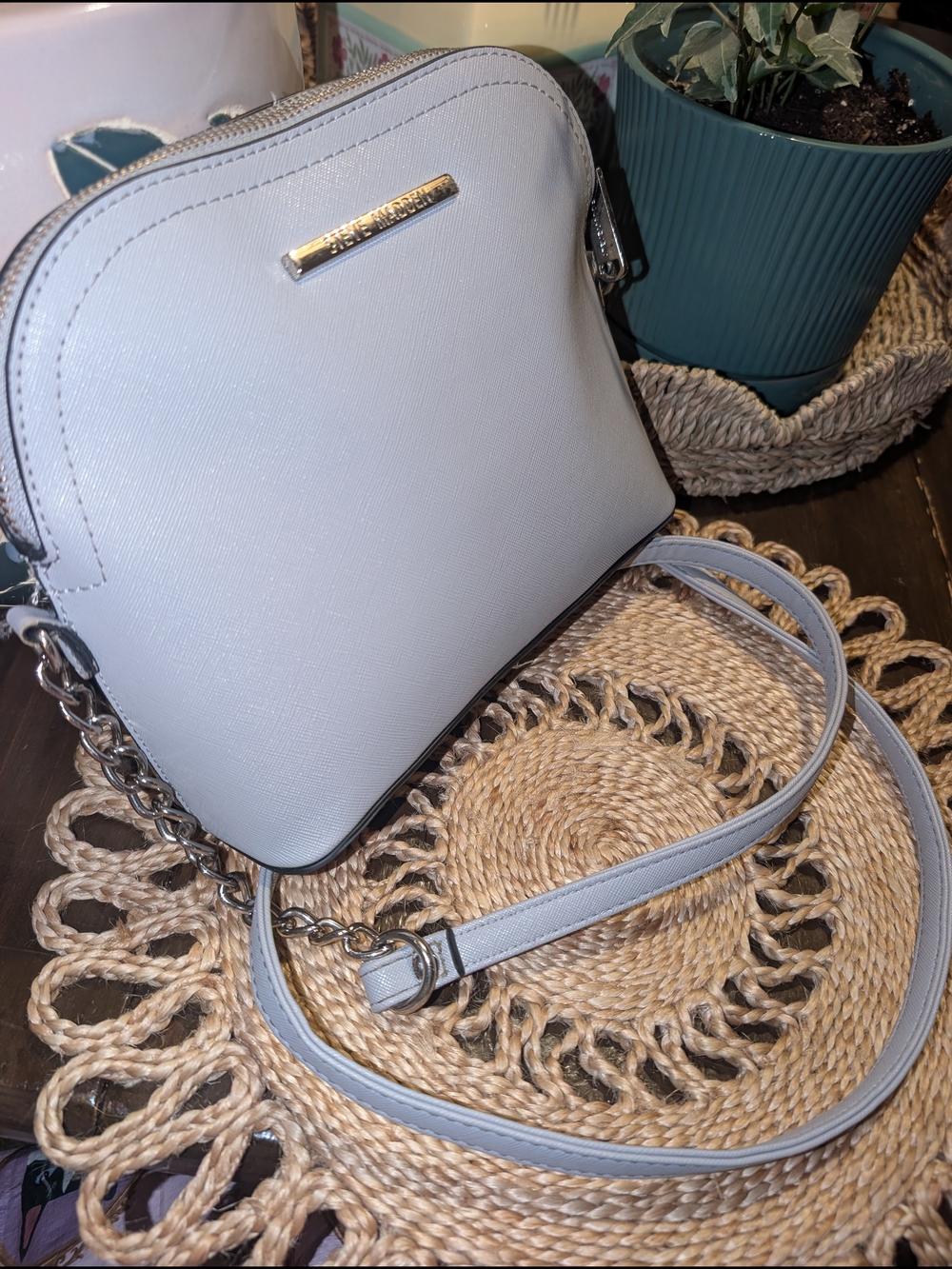Steve Madden Light Gray Dome Crossbody Bag